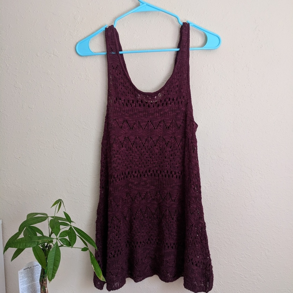 Pink Republic wine crochet tank top